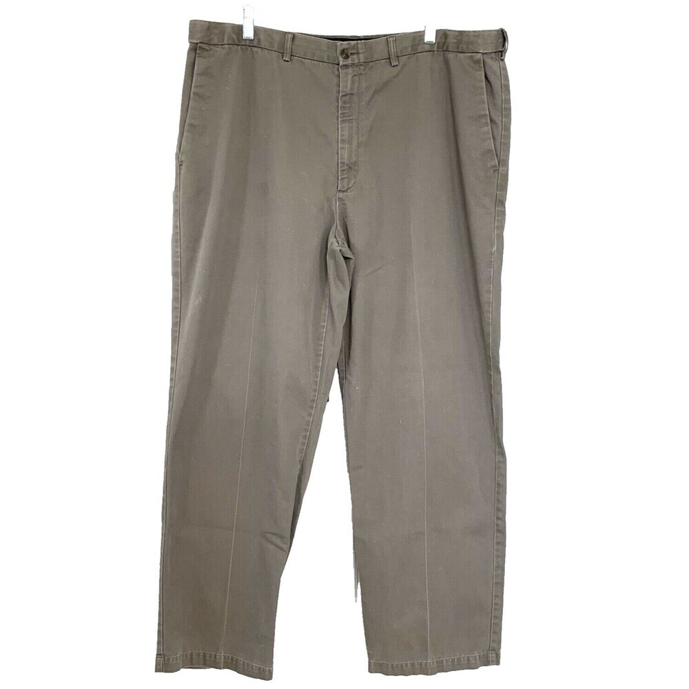 Haggar Premium No Iron Khaki Mens 42x32 Career Slacks Classic Fit Stretch Preppy